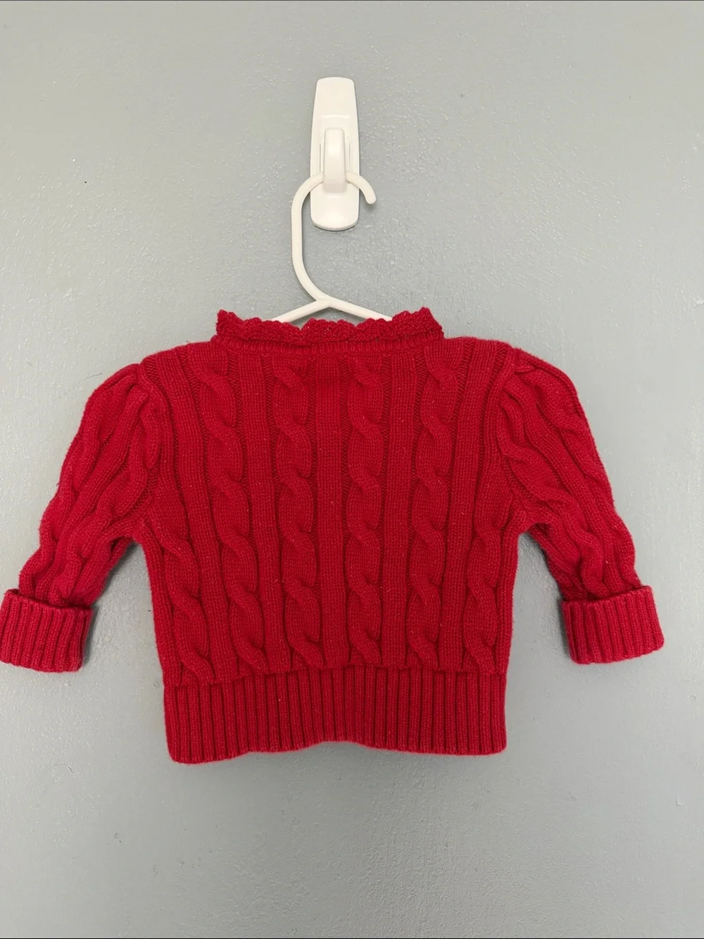 Polo Ralph Lauren Baby Girl Holiday Red Cable-Knit Cotton Cardigan 3 Months